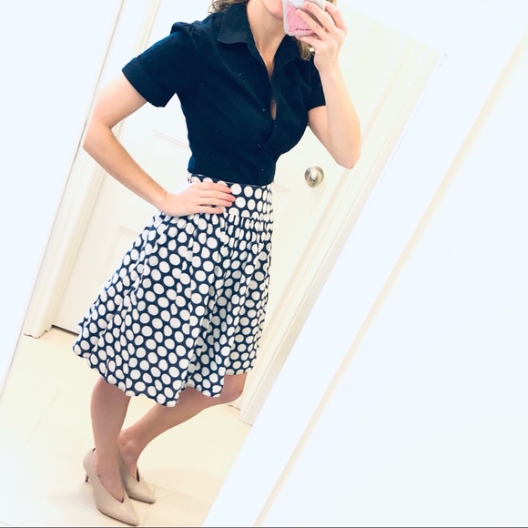 white polka dot skirt outfit